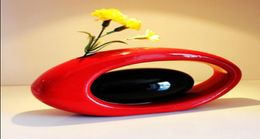 Modern Ceramic Vase for Home Decor Tabletop Vase Egg Shape red black white color9411968