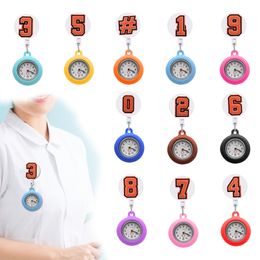 Dog Tag Id Card Orange Number 11 Clip Pocket Watches Pattern Design Nurse Watch Badge Accessories Brooch Pin-On Pin On With Secondhand Otmsj