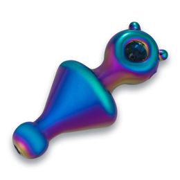Chinafairprice Y294 Coating Rainbow Glass Pipe About 13.5cm Length Big Handcrafted Tobacco Dab Rig Smoking Pipes Smooth Airflow