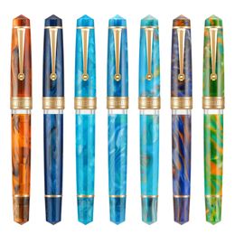 Asvine P20 piston filled fountain pen with acrylic beautiful pattern EF/F/M tip gold clip smooth writing office gift pen 240506