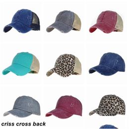 Party Hats Criss Cross Baseball Cap Washed Died Messy Bun Ponycap Trucker Hat Drop Delivery Home Garden Festive Supplies Dh2Gf