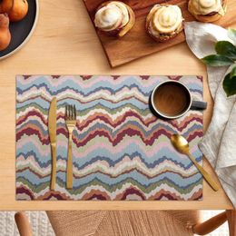 Table Mats 1 Piece Of Colourful Wood Grain Meal Mat Heat-resistant And Easy To Clean Modern Outdoor Kitchen Dining