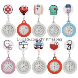 Pocket Watches Lovely Cartoon Nurse Doctor Retractable Hospital Medical Badge Reel Love Heart Stethoscope Syringe Clips Drop Delivery Ote0Y