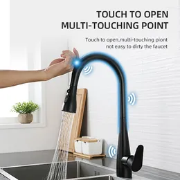 Kitchen Faucets Sensor Touch Faucet SUS304 Stainless Steel Pull Out And Cold Rotation Sink Mixer Tap