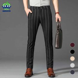 Men's Pants 5 Colors Formal Dress Pants Men Fashion Office Trousers Man Stretch Striped Wedding Business Cotton Black Pant for Male 30-38 Y240514