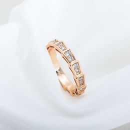 Designer Ring for Woman Bulgarie Luxury Charm Snake Ring Precision Edition v Gold Snake Ring Womens Smooth Faced 18k Rose Gold Premium Light Luxury Snake Full Diamond