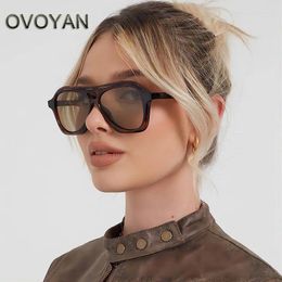 Sunglasses OVOYAN Oversized Driving Women Vintage Double Beam 2024 Eyewear Women/Men Simple Fashion Glasses Female Gafas De Sol