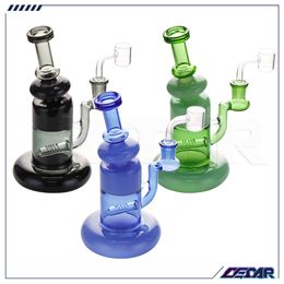 8 Inch Mixed Colour Glass Bong Glass Water Pipes Percolater Dab Rig Pipe Recycler Smoking Hookah With 14mm Quartz Banger