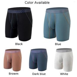 Underpants Mens Long Boxershorts Middle Waist Underwear Stretch Lengthening Boxer Briefs Breathable Seamless Lingerie