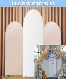 Party Decoration Nude Arch Backdrop Arched Stand Frame Doublesided Fabric Cover Custom White Wall For Birthday Baby Bridal Weddin7120531