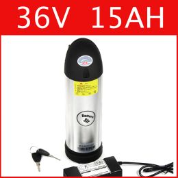 Battery 36V 15AH lithium battery Kettle Cylindrical Aluminum alloy 42V lithium ion battery + charger + BMS , electric bike pack Free custo