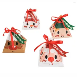 Gift Wrap 10pcs DIY Triangle Christmas Supplies Pocket Cookies Pouch Santa Claus Paper Box Red Candy