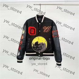 Off White jacket Varsity Jacket Men's Jackets Offs jacket Men Mens Designer of Windbreaker Vintage Loose Long Baseball White jacket 9413