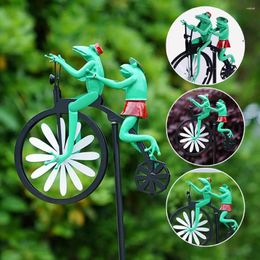 Garden Decorations Frog Bike Ride Iron Windmill Animal Yard Fashion High Quality Decors Decorative Crafts S6F6