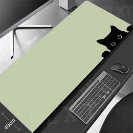 Pads Wrist Rests Cute Cat Green Computer Game Large Keyboard Game 100x50cm J240510