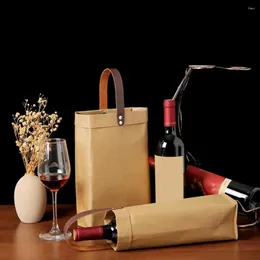 Gift Wrap 1Pc Wedding Wine Bottle Carrier Waterproof Bag Eco-friendly Vintage Handbag Set For Travel Shopping