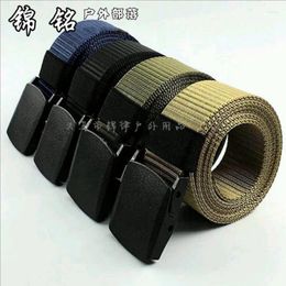 Waist Support Outdoor Casual Belt Nylon Canvas Woven Plastic Buckle Hypoallergenic Tactical Factory Direct Sales