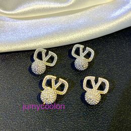 AA Valeno Top Luxury Designer Delicate Earring New Full Diamond Round Ball Pendant Earstud Style Design Earrings Temperament Pearl Female With Original Box