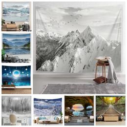 Tapestries Custom Natural Scenery Beautiful 3D Printing Tapestry Bedroom Living Decoration Background Cloth Hippie Home Decor