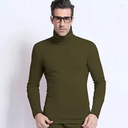 Men's T Shirts Autumn And Winter Plush High Neck T-shirt European Size Slim Fit Solid Color Pullover Warm Base Shirt