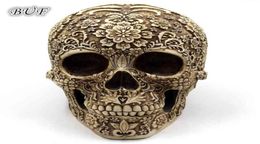 BUF Modern Resin Statue Retro Skull Decor Home Decoration Ornaments Creative Art Carving Sculptures Model Halloween Gifts 2108276064922
