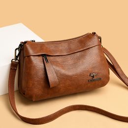 Cross-border Women's Bags Wholesale Soft Leather Bags Retro Simple Western Style Large Capacity Multi-compartment Shoulder Crossbody Bag Arm