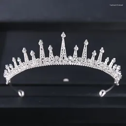 Hair Clips Silver Color Crystal Crown Tiara For Women Party Rhinestone Prom Diadem Headband Bridal Wedding Accessories Jewelry
