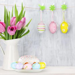 Party Decoration 12pcs Easter Decorations Eggs Hanging Ornaments Colourful For Tree Basket Decor Favours Supplies Home