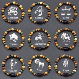 12 Signs Bracelet for Women Men Zodiac Charm Homme corn Libra Leo Jewellery on Hand Wholesale 240423
