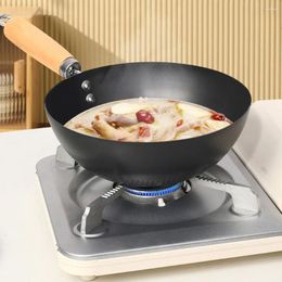 Pans Iron Pot Wok Uncoated Non-Stick Wear-Resistant Household Kitchen Gas Cookware Wooden Handle Frying Pan Cast