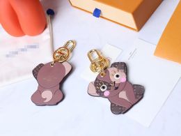 Rings M80242 puppy dog key chain three Colour collage leather Monogram flowers