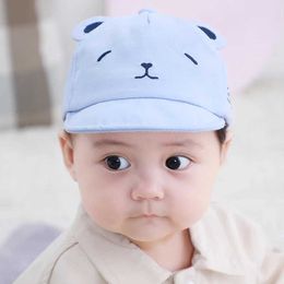 Caps Hats Cute Bear Baby Peaked Cap 3-12 Months Infant Duck Tongue Hat Cotton Boy Girl Outdoor Sun Visors Toddler Soft Brim Baseball Caps Y240514