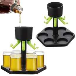 1 Set Liquor Dispenser 6 S Automatic Glass Wine Whisky Beer Holder Drinking Home Party Bar Separator Glasses 240510