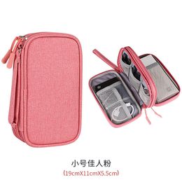 Fashion Design Data Cable Storage Bag Waterproof Travel Organiser Bag Portable Carry Case Double Layers Storage Bag for Cable Cord USB Charger Small Size