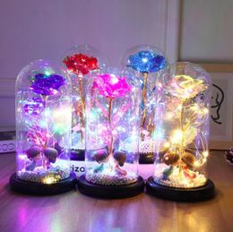 Christmas Decorative Flowers Gold foil rose flower acrylic cover led lamp simulation color 24K Valentine039s Day gift decoratio1013201