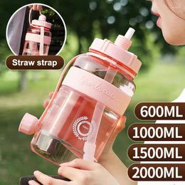 Water Bottles For Outdoor Sports Cup Large Capacity Drinking Tool Transparent Bottle 600/1000/1500/2000ml Drink Set