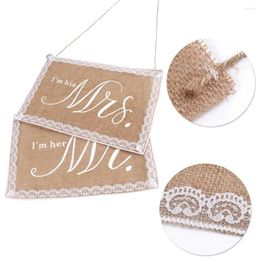 Party Decoration Mr Mrs Burlap Chair Banner Rustic Vintage Wedding Decor Weeding For Groom Bride To Be Event Supplies 4F