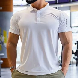 Mens Running Tops Muscle Fit Short Sleeve Male Jogging Compression Shirts Fitness Workout T-shirts Man Outdoor Sports Clothing 240515