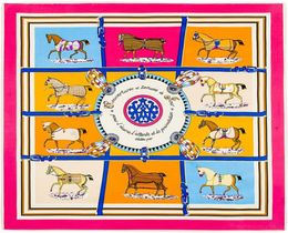100 Twill Silk Euro scarves Brand French design Ten Horse Pattern Printed Women Gift7695314