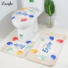 Bath Mats Zeegle Christmas Floor Bathroom Mat 3Pcs/set Toilet Carpet Set Anti-slip Shower Rugs