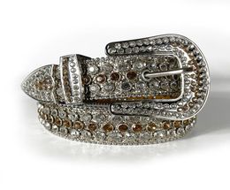Western Quality Rhinestones Belt Cowboy Cowgirl Bling Bling Crystal Studded Leather Belt Removable Buckle For Men Women3378396