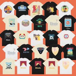 Men's T-shirts Rhude Shirt Designer t Shirt Mens Shirts Graphic Tee Womens Tshirts of Leisure Fashion Loose Short Sleeve with a Variety of Designs Optionalp9d6