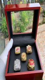 5pcs ship Ring Set With Wooden Box Fan Gift 18k Gold Plated wholesale for men2542818