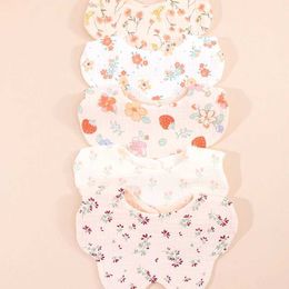 Bibs Burp Cloths 5 pieces of Korean newborn baby cotton bibs floral countryside style baby bibs baby bibs mens scarves boys and girls clothing Saliva towelsL240514