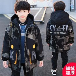 Down Coat 2024 Kids Baby Hooded Winter Boys Letter Cotton Plus Velvet Thicken Warm Jacket For Children's 2-10Years