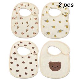 Bibs Burp Cloths 2PC Newborn Cotton Gauze bib Baby Boys and Girls Burp Clothing Fashion Scarf Childrens Feeding Saliva TowelL2405