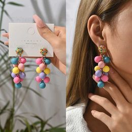 Earrings Boho Round Ball Tassel Dangle Earrings For Women Trend Luxury Design Colourful Beads Summer Party Acrylic Pendant Jewellery 230831