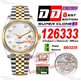 126333 DD3235 Date Automatic Mens Watch DDF Two Tone Yellow Gold MOP Diamonds Dial 904L JubileeSteel Bracelet 72H Power Reserv Super Edition Puretime PTRX