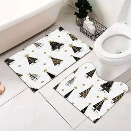 Bath Mats Cute Christmas Tree Snowflake Pattern U-shaped Toilet Mat Cartoon Bathroom Non-slip Foot Pads Home Decoration Carpet