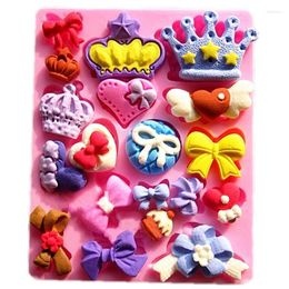 Baking Moulds Crown Bow Tie Heart Silicone Fondant Cake Mold Cupcake Candy Chocolate Decoration Tool Home Kitchen